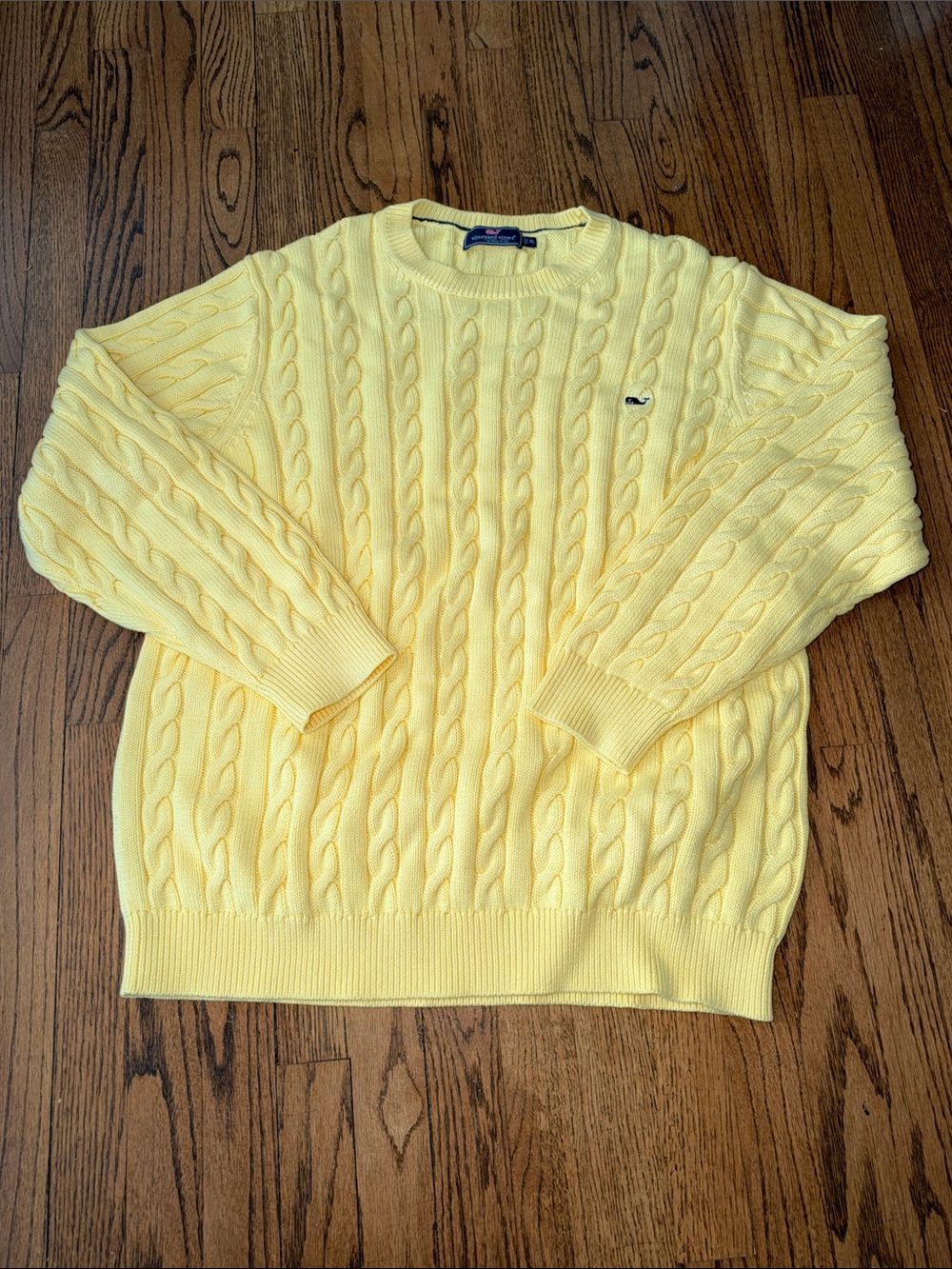 Vineyard Vines Yellow Cable-Knit Crewneck Sweater XL
